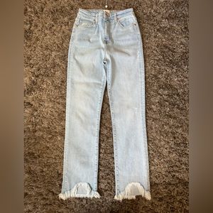 Jonathan Simkhai Standard River High-Rise Distressed Stretch Straight-Leg Jeans